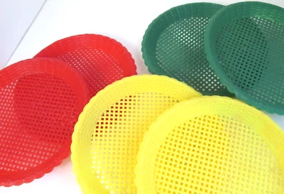 6 suportes de placa de papel de vime plástico vintage vermelho verde amarelo Hong Kong conjunto V - Imagem 1 de 4