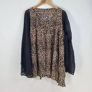 Unbranded womens blouse top size L brown leopard long sleeve viscose 057390 - Picture 1 of 7