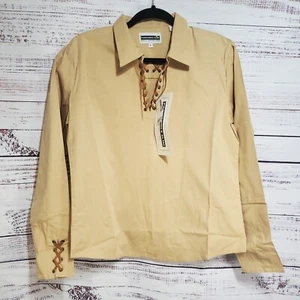 Panhandle Slim Damen L hellbraun Leder Tie & Stitch Western Hemd Y6 - Bild 1 von 10