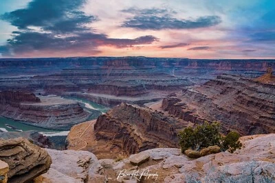 Dead Horse Point Utah-Cañón puesta de sol enmarcado lienzo fotografía paisaje arte de pared Foto 1 de 4