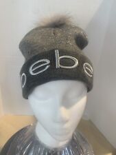 BEBE Women's Silver/Gray Beanie With Puff Unisex One size Used Very Good Shape