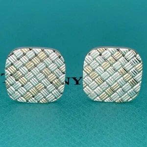 Tiffany & Co Cufflinks Cuff Links 14k Gold Sterling Silver 925 Square - Picture 1 of 8