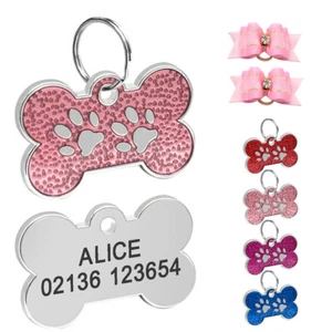 Personalized Anti-lost Dog ID Tag Custom Engraved Pet Puppy Name Tags Bone Shape - Picture 1 of 16