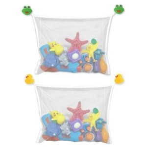 2x BABY BATH TIDIES Frog Duck Animal Design Suction Cup Bathroom Storage Pouch - Picture 1 of 6