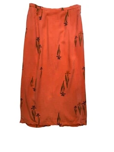 Vintage Amanda Gray Maxi Skirt Size XL Orange Floral High-Waisted Coastal - Picture 1 of 13