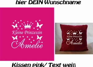 Kissen - Kissenbezug - pink -  Kleine Prinzessin + Wunschname-  Textfarbe weiß - Bild 1 von 2