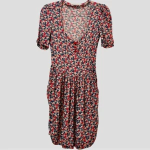 Sessun Blue / Red Poppy Floral Short Sleeve Shirt Mini Dress Size XS - Picture 1 of 5