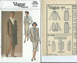 Vogue 9359 sewing pattern Chic JACKET lovely BLOUSE SKIRT sew UNCUT sizes 6,8,10 - Picture 1 of 1