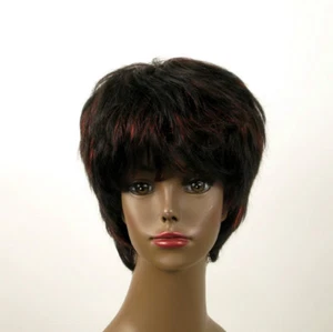 perruque femme afro 100% cheveux naturel méchée noir/rouge SHARONA 03/1b410 - Picture 1 of 9