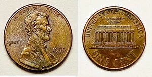 1995 No Mint Mark Lincoln Memorial One Cent Circulated Error Coin - Picture 1 of 8
