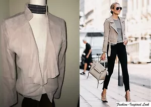 WHITE HOUSE BLACK MARKET * FUNGI, TAN SUEDE JACKET * DRAPE FRONT * NWT SIZE M - Picture 1 of 17
