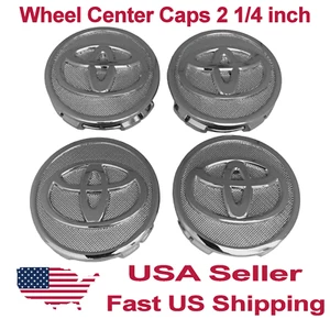 SET 4 TOYOTA WHEEL CENTER CAPS 57 MM SILVER/CHROME COROLLA PRIUS YARIS - Picture 1 of 2