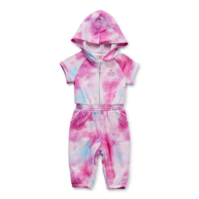 Baby девочек Juicy Couture $44 розовый галстук краситель с капюшоном французский махровый комбинезон 24 М новый с Ярлыками - Изображение 1 из 4