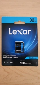Carte mémoire SDHC Lexar Blue Series, UHS-I U1 Classe 10, 32 Go - Photo 1 sur 8