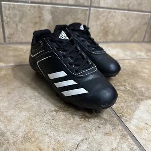 Kids Adidas Rundown Baseball Cleats Size 11k Black with White Stripes KS-2 - Picture 1 of 12