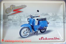 Blechschild 20x30 cm - Simson Schwalbe - blau DDR Ostalgie Moped