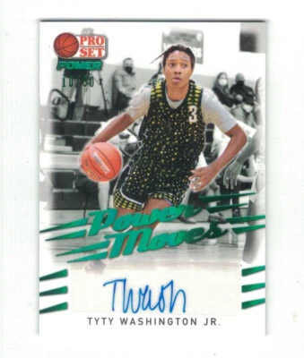 TYTY WASHINGTON 2021-22 LEAF Pro Set Power GREEN FOIL AUTO #10/50 XRC ROOKIE RC - Image 1 of 2