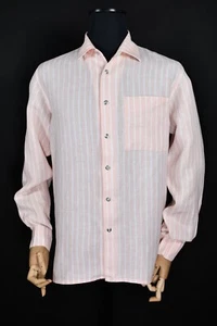 Camicia unisex Marimekko Jokapoika lino piumino cotone a righe taglia S - Foto 1 di 8