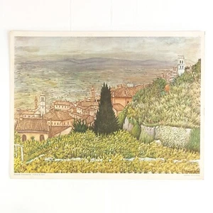 Druck Illustration des Gemäldes - Ansicht von Assisi - von Riccardo Francalancia - Bild 1 von 3