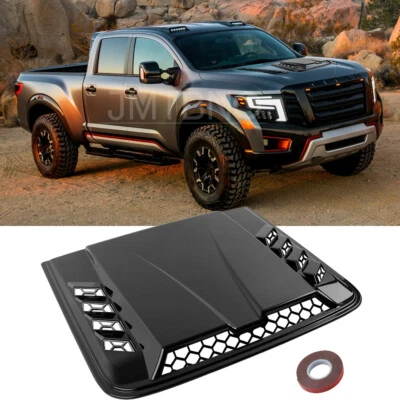 For Nissan Titan Air Flow Intake Bonnet Scoop Hood Cover Vent Guard Glossy Black - Image 1 of 4