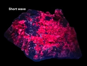 974MG Gorgeous Natural Rare Feldspar Crystal On red fluorescent Afghanistan - Picture 1 of 8