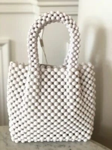 Audrelia Beaded Top Handle Handbag, Handbag, White handbag, Women bag, Ladies ba - Picture 1 of 3