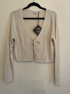 New NWT Women Ava & VIV 1x Beige Cardigan Tie Up Target Long Sleeve Ladies - Picture 1 of 12