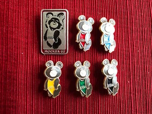 Set Of 6 Soviet Russian USSR 1980 Olympic Pins - Picture 1 of 2