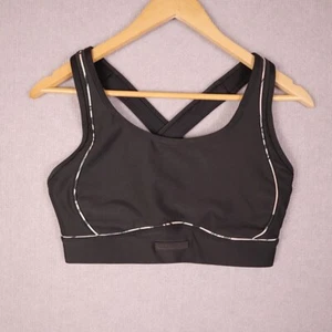 Rockwear Size 12 Womens Sports Bra Cross Strap Black w/ Colour Trim Bra Clasp - Picture 1 of 9