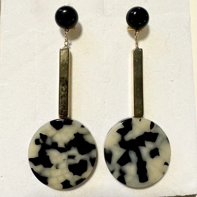 Pendientes colgantes de disco acrílico y oro dálmata Rachel Comey Jo de colección raros firmados Foto 1 de 4