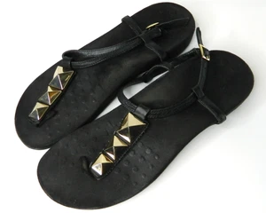 Vionic Shoes Womens Size 11 Black Gold Sandals Studded Orthotic Comfort Summer - Picture 1 of 6