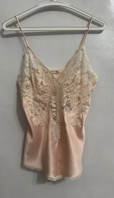 Vtg Christian Dior Womens S Light Pink Lingerie Lace Trim Bodysuit Teddy Romper - Image 1 of 4