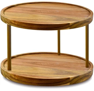 14" - Stufe Akazienholz Lazy Susan Organizer Küche Drehteller für Schrank Hose... - Bild 1 von 7