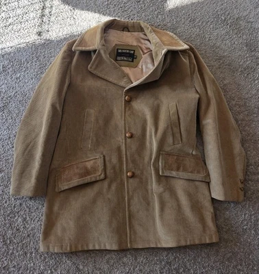 Abrigo de pana vintage Sears The Country abrigo forrado de lana chaqueta para hombre 44 grande Foto 1 de 4
