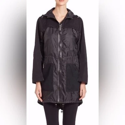 Elie Tahari Rain Coat  Jacket Size XS Long Sleeves Hood Black - Image 1 of 4