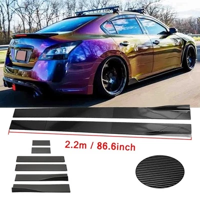 For Nissan Sentra XE Carbon Fiber 86.6inch Side Skirt Extensions Rocker Panel - Imagem 1 de 4