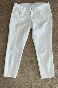Pantalones de mezclilla elásticos de tiro bajo ajustados blancos Rockstar azul marino antiguo 12 tobillos 25 entrepierna - Imagen 1 de 5