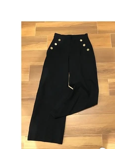 Pantalones Spanx Ponte Pierna Ancha Elastizados Negros Estilo Marinero con Botones Dorados XS - Imagen 1 de 6