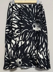 The Limited Silk Skirt Women’s Size 4 Black & Cream Floral Geometric Artsy - Picture 1 of 7