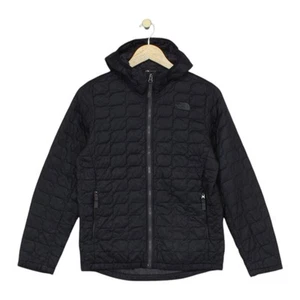 North Face Thermoball Quilted Jacket Boys Size L Black Hooded Full Zip - Picture 1 of 14