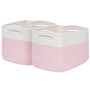 Pink Girls Baby Nursery Rope Toys Baskets , Decorative Woven Storage Baskets ... - Picture 1 of 7