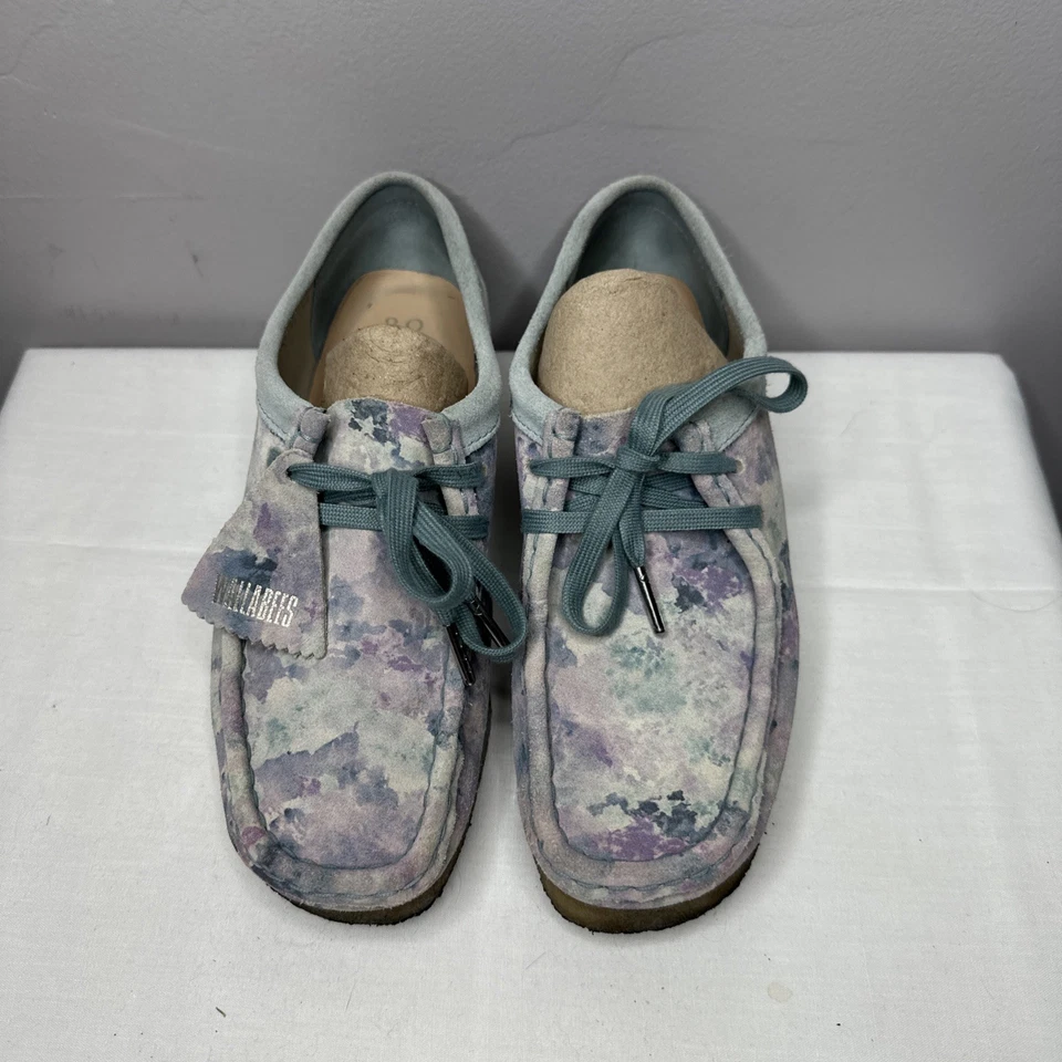 Clarks Originales Gamuza Azul Lila Acuarela Wallabee Corbata de Encaje Mocasines Retro 8M Foto 1 de 4