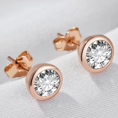 PENDIENTES RELLENOS ORO ROSA 9K HECHOS CON CRISTAL DE SWAROVSKI REGALO WG26C Foto 1 de 4