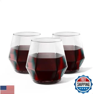 Tossware POP 12oz Diamond Vino SET OF 48, Premium Quality, Recyclable, Unbrea - Picture 1 of 5
