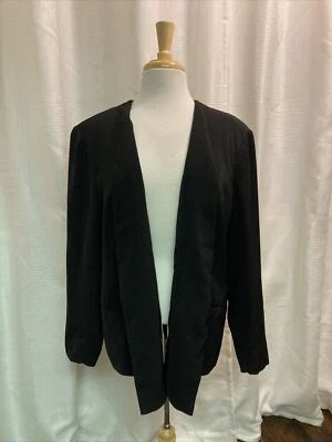 Sejour Black Open Front Loose Fit Blazer Jacket Long Sleeves Lined Sz 18W - Image 1 of 4