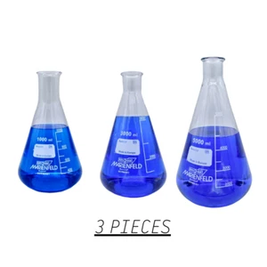 Erlenmeyer Flask 1000 ml / 3000 ml / 5000 ml Borosilicate glass 3.3 Set of 3 Pcs - Picture 1 of 1