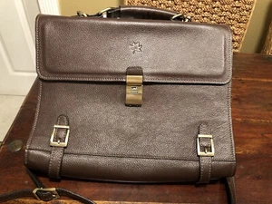 NOVIN LEATHER Brown Pebbled Leather LAPTOP/ Briefcase w/ Brass Tone Hardware - Picture 1 of 10