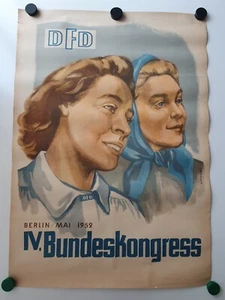 Plakat IV. Bundeskongress DFD Berlin Mai 1952 Bäuerin Altendorf Original DDR - Bild 1 von 6