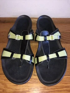Nike Lab G Series Womens Sz 8.5 Black Leather light green strap thong Sandals - Bild 1 von 8