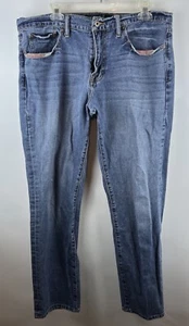 Lucky Brand Herren 36x30 221 Original Straight Blue Denim Jeans Whiskered Front - Bild 1 von 23